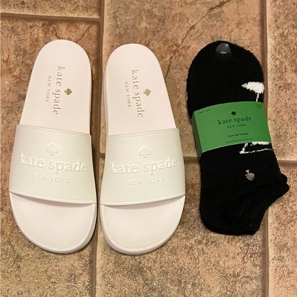 kate spade Shoes - NWOT kate spade Sunny slides & cozy sock bundle sz 6